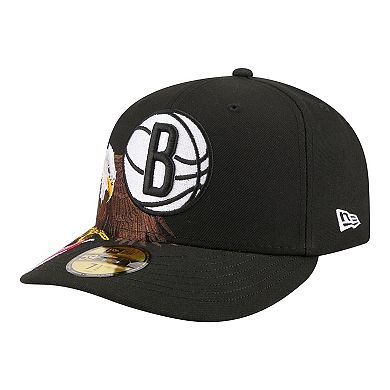 Men's New Era Black Brooklyn Nets Freedom Pre-Curved 59FIFTY Fitted Hat