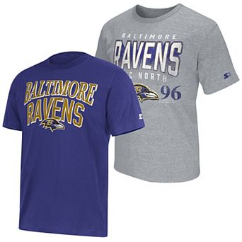 Men's Starter Purple/Gray Baltimore Ravens Two-Pack Logo T-Shirt Set