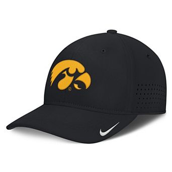 Men's Nike Black Iowa Hawkeyes 2026 Sideline Practice AeroBill Swooshflex Dri-FIT Hat