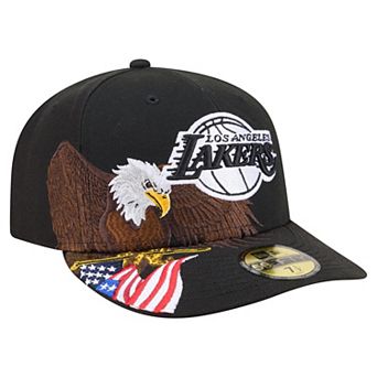 Men's New Era Black Los Angeles Lakers Freedom Pre-Curved 59FIFTY Fitted Hat