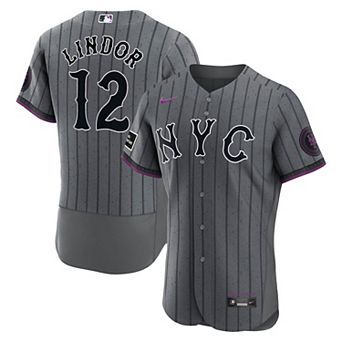 Men's Nike Gray Francisco Lindor New York Mets City Connect Authentic Sponsor Patch Jersey