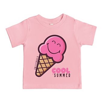SmileyWorld Cool Summer Ice Cream Pink - Toddler Short Sleeve Graphic T-Shirt