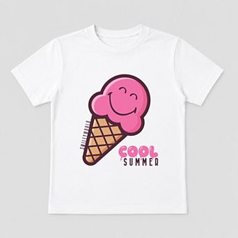 SmileyWorld Cool Summer Ice Cream Pink - Toddler Short Sleeve Graphic T-Shirt