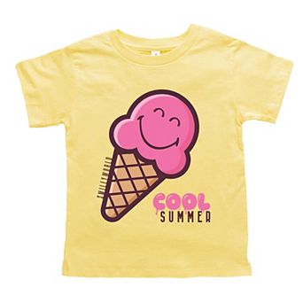 SmileyWorld Cool Summer Ice Cream Pink - Toddler Short Sleeve Graphic T-Shirt