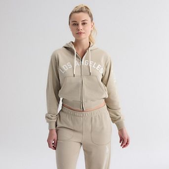 Women's Fanatics Sepia Tint Los Angeles Dodgers Iconic Terry Full-Zip Hoodie