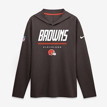 Men's Nike Brown Cleveland Browns Sideline Game On Lightweight Long Sleeve Hooded Dri-FIT Top