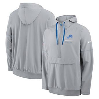 Men's Nike Gray Detroit Lions Sideline Anorak Half-Zip Hooded Jacket
