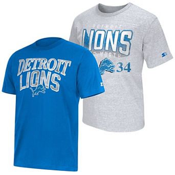 Men's Starter Blue/Heather Gray Detroit Lions Two-Pack Logo T-Shirt Set