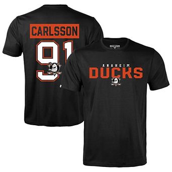 Men's Levelwear Leo Carlsson Black Anaheim Ducks Richmond Name & Number T-Shirt