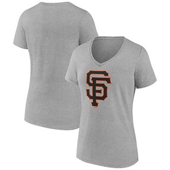 Women's Logo Athletic Gray San Francisco Giants Official Logo Athletic V-Neck T-Shirt