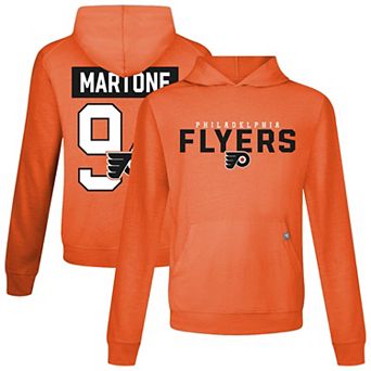 Men's Levelwear Porter Martone Orange Philadelphia Flyers Relay Name & Number Long Sleeve Hooded T-Shirt