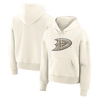 Women's Fanatics Cream Anaheim Ducks Distressed Logo Hoodie