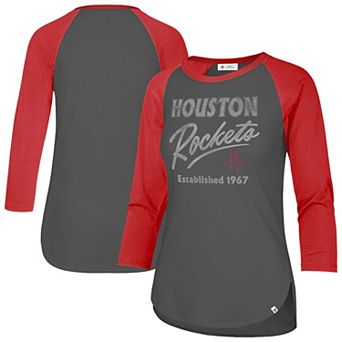 Women's '47 Gray Houston Rockets High Rise Frankie Raglan Long Sleeve T-Shirt