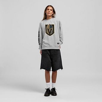 Women's Mitchell & Ness Heather Gray Vegas Golden Knights Core 3-Hit Oversized Sweatshirt