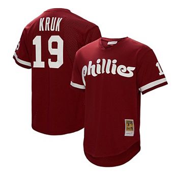 Men's Mitchell & Ness John Kruk Burgundy Philadelphia Phillies Big & Tall Cooperstown Collection Mesh Batting Practice Jersey