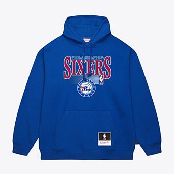 Men's Mitchell & Ness Royal Philadelphia 76ers Team Name Stack & Logo Hoodie