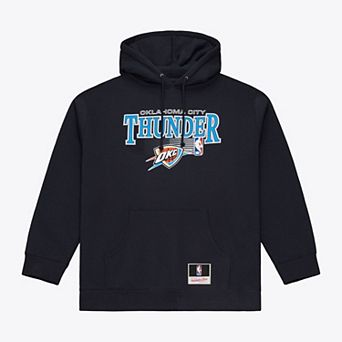 Men's Mitchell & Ness Navy Oklahoma City Thunder Team Name Stack & Logo Hoodie