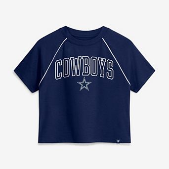 Women's Fanatics Navy Dallas Cowboys Offensive Scheme Raglan Tri-Blend Cropped Top