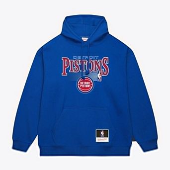 Men's Mitchell & Ness Blue Detroit Pistons Team Name Stack & Logo Hoodie