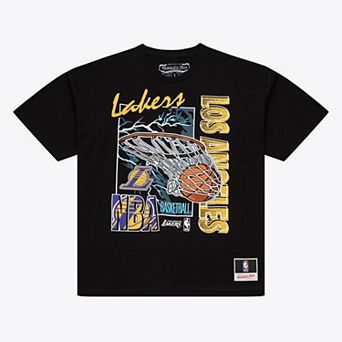 Men's Mitchell & Ness Black Los Angeles Lakers Lightning Swish T-Shirt