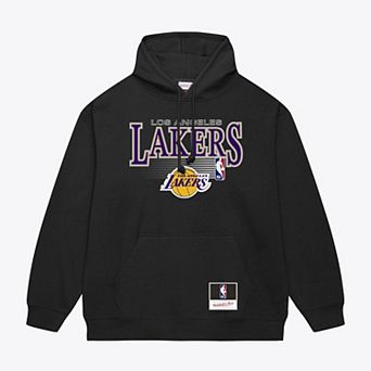 Men's Mitchell & Ness Black Los Angeles Lakers Team Name Stack & Logo Hoodie