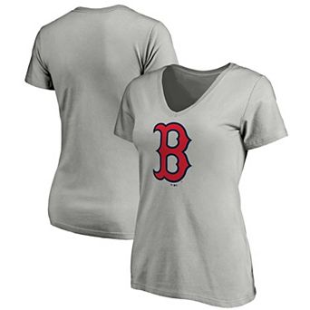 Women's Logo Athletic Gray Boston Red Sox Official Logo Athletic V-Neck T-Shirt