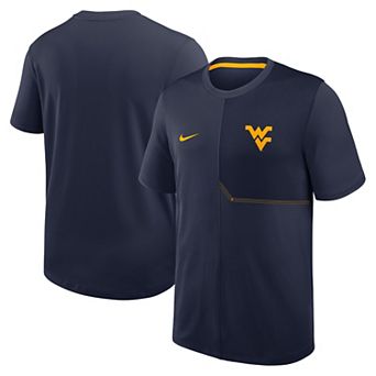Men's Nike Navy West Virginia Mountaineers 2026 Sideline UV Dri-FIT Coaches Shirt