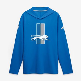 Men's Nike Blue Detroit Lions Sideline Alternate Lightweight Long Sleeve Hooded Dri-FIT T-Shirt