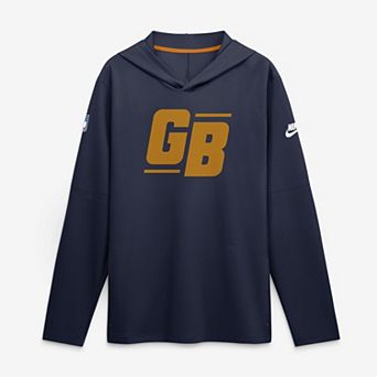 Men's Nike Navy Green Bay Packers Sideline Alternate Lightweight Long Sleeve Hooded Dri-FIT T-Shirt
