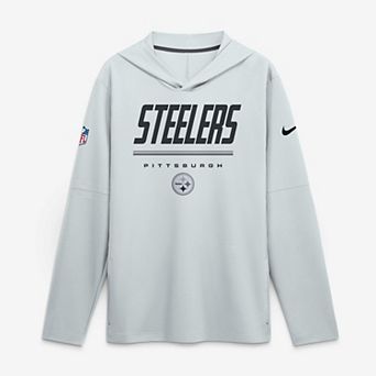 Men's Nike Platinum Pittsburgh Steelers Sideline Game On Lightweight Long Sleeve Hooded Dri-FIT Top
