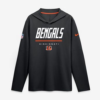 Men's Nike Black Cincinnati Bengals Sideline Game On Lightweight Long Sleeve Hooded Dri-FIT Top
