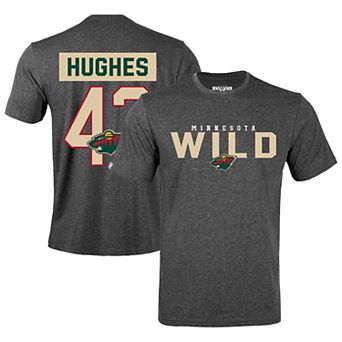 Men's Levelwear Quinn Hughes Gray Minnesota Wild Richmond Name & Number T-Shirt