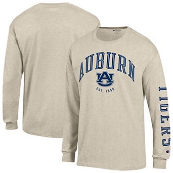 Men's Champion Heather Oatmeal Auburn Tigers Neutral Arch Long-Sleeve T-Shirt