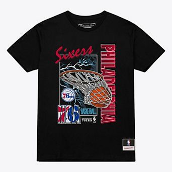 Men's Mitchell & Ness Black Philadelphia 76ers Lightning Swish T-Shirt