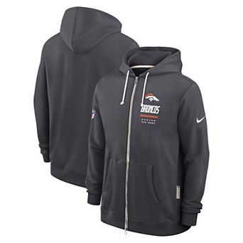 Men's Nike Charcoal Denver Broncos Sideline Standard Issue Quarterback Scramble Dri-FIT Full-Zip Hoodie