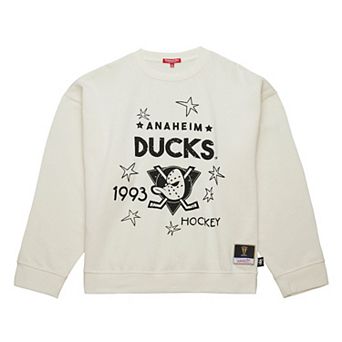 Women's Mitchell & Ness Cream Anaheim Ducks Logo 3.0 Sweatshirt