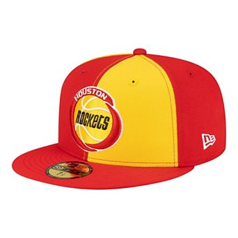 Men's New Era Gold/Red Houston Rockets 80s Throwback Pinwheel 59FIFTY Fitted Hat