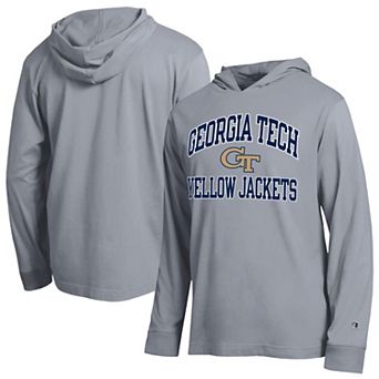 Men's Champion Heather Gray Georgia Tech Yellow Jackets High Motor All-Star Long Sleeve Hooded T-Shirt