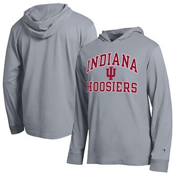 Men's Champion Heather Gray Indiana Hoosiers High Motor All-Star Long Sleeve Hooded T-Shirt