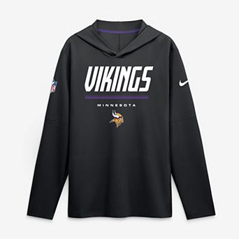 Men's Nike Black Minnesota Vikings Sideline Game On Lightweight Long Sleeve Hooded Dri-FIT Top