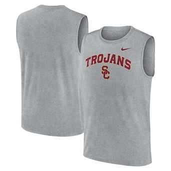 Men's Nike Heather Gray USC Trojans Primetime Legend Arch Dri-FIT Muscle Tank Top