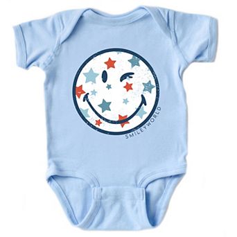 SmileyWorld Patriotic Star Wink - Infant Short Sleeve Graphic Bodysuit