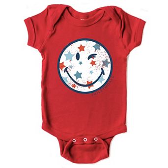 SmileyWorld Patriotic Star Wink - Infant Short Sleeve Graphic Bodysuit