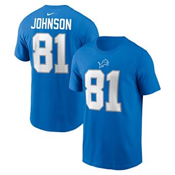 Men's Nike Calvin Johnson Blue Detroit Lions Retired Name & Number T-Shirt