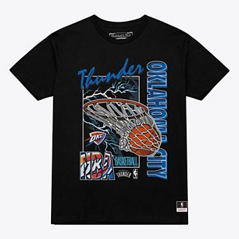 Men's Mitchell & Ness Black Oklahoma City Thunder Lightning Swish T-Shirt