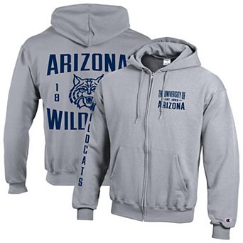 Men's Champion Heather Gray Arizona Wildcats Varsity Powerblend Full-Zip Fleece Hoodie