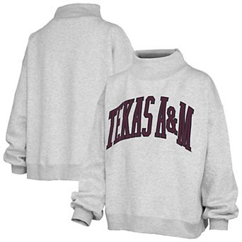 Women's Pressbox Ash Texas A&M Aggies Oversized Nelson Mock Neck Sweatshirt
