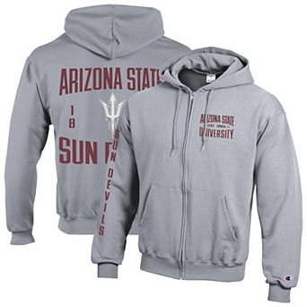 Men's Champion Heather Gray Arizona State Sun Devils Varsity Powerblend Full-Zip Fleece Hoodie