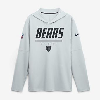 Men's Nike Platinum Chicago Bears Sideline Game On Lightweight Long Sleeve Hooded Dri-FIT Top