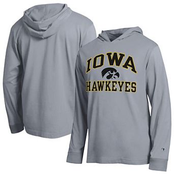 Men's Champion Heather Gray Iowa Hawkeyes High Motor All-Star Long Sleeve Hooded T-Shirt